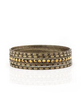 PAPARAZZI Glitzy Grunge Brass Bracelet